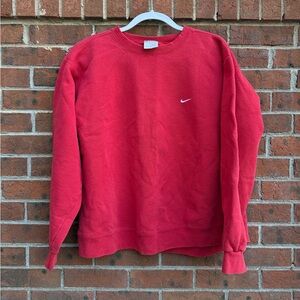 Nike Vintage 90s Y2K Red Crewneck Sweatshirt Size XL Men’s White tag Swoosh Logo